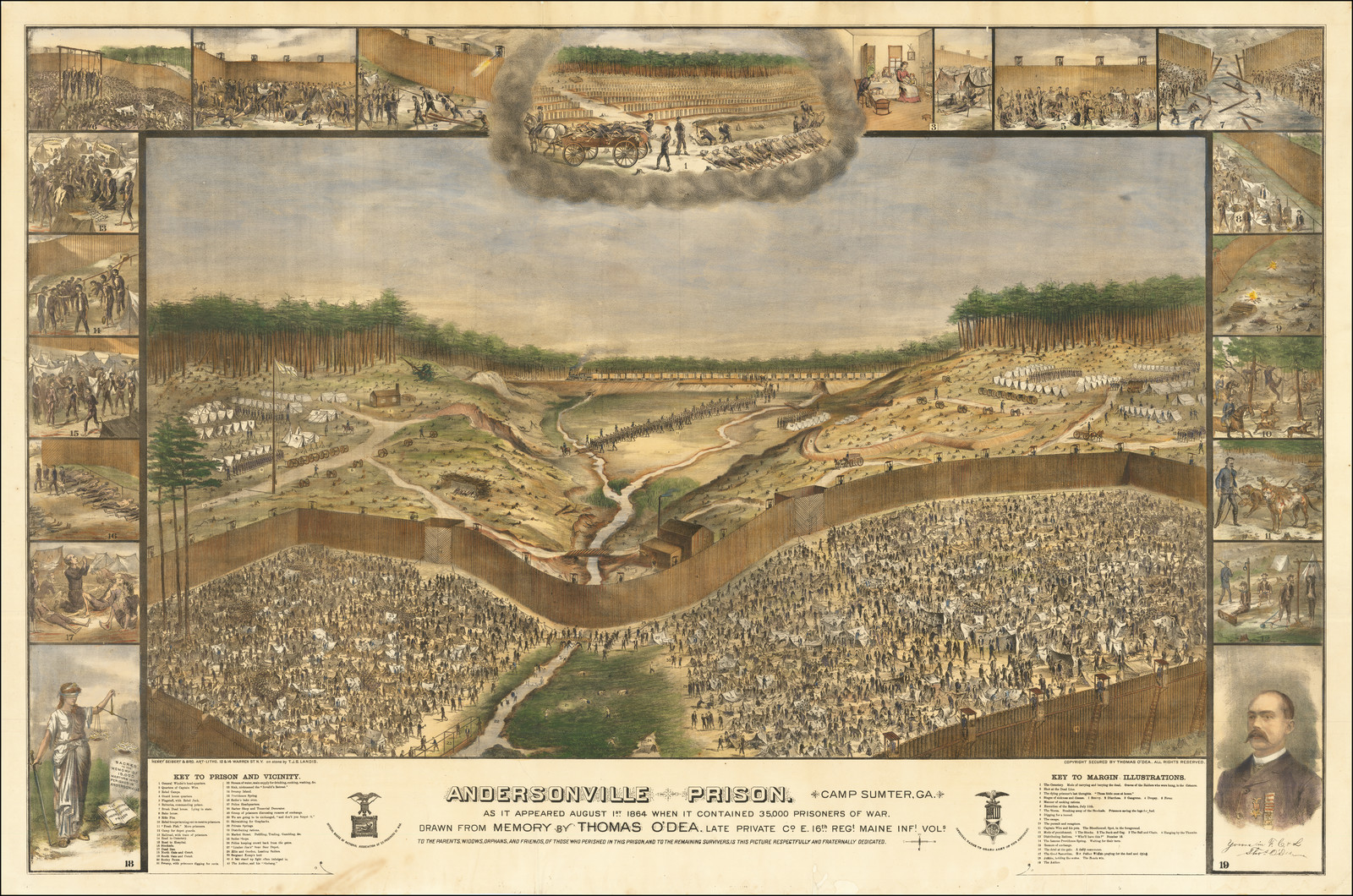The 1885 Andersonville prison illustrated map