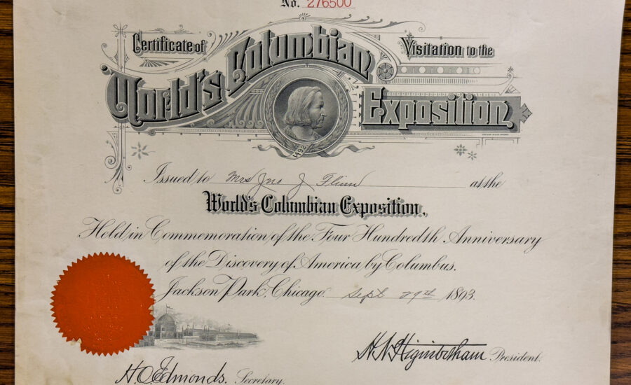 A certificate of visitation for Mrs. Mary Flinn, dated September 29, 1893.